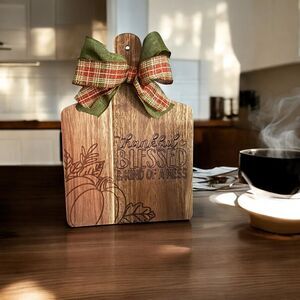 Thankful, Blessed & Kind of a Mess Thanksgiving Decorative Wood Cutting Board